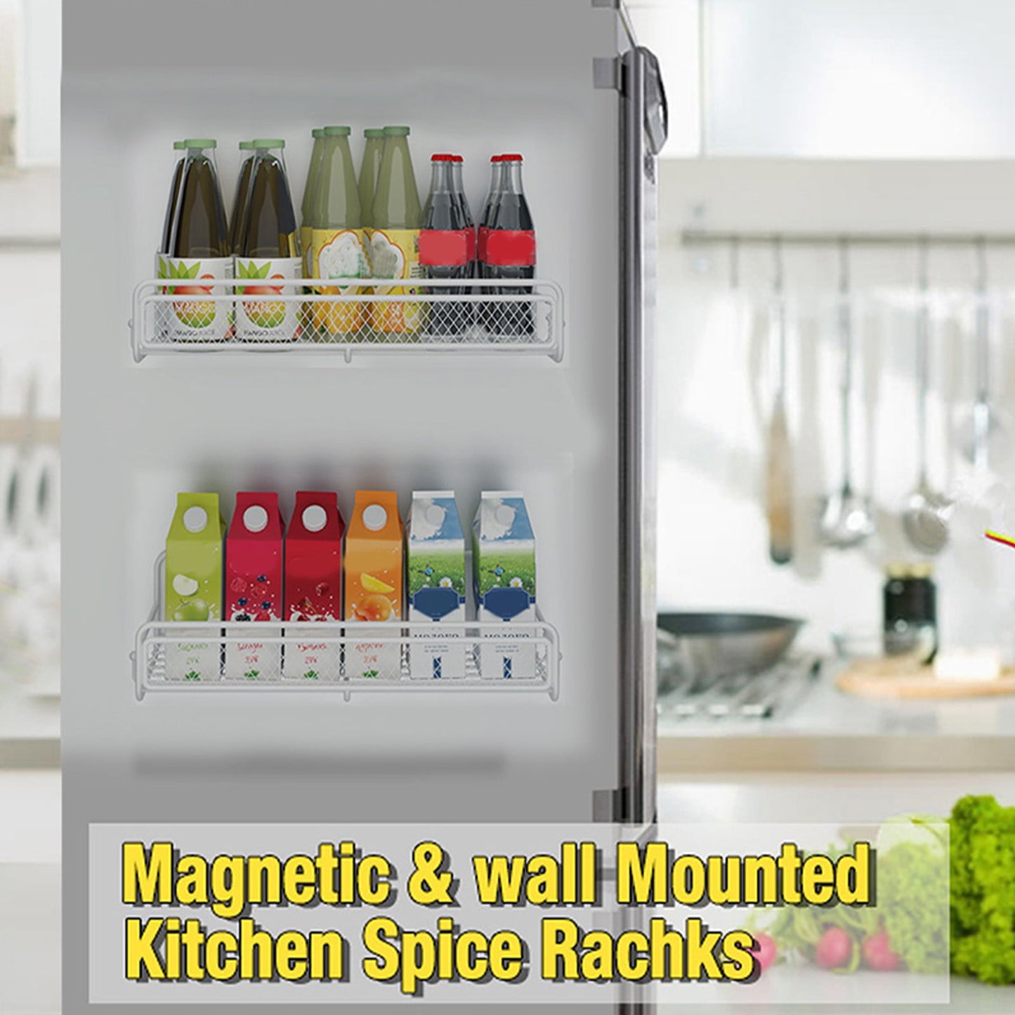 Magnetic Spice Rack – Strong Metal Magnet, Black Space-Saving Organizer