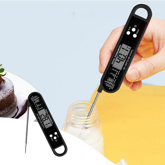 Meat Thermometer Digital, Instant Read Waterproof Food Thermometer, Instant Read Meat Thermometer, Digital T-hermometer with Long Probe, for Cooking, Grill, Candy, Kitchen, Stocking Stuffers Black