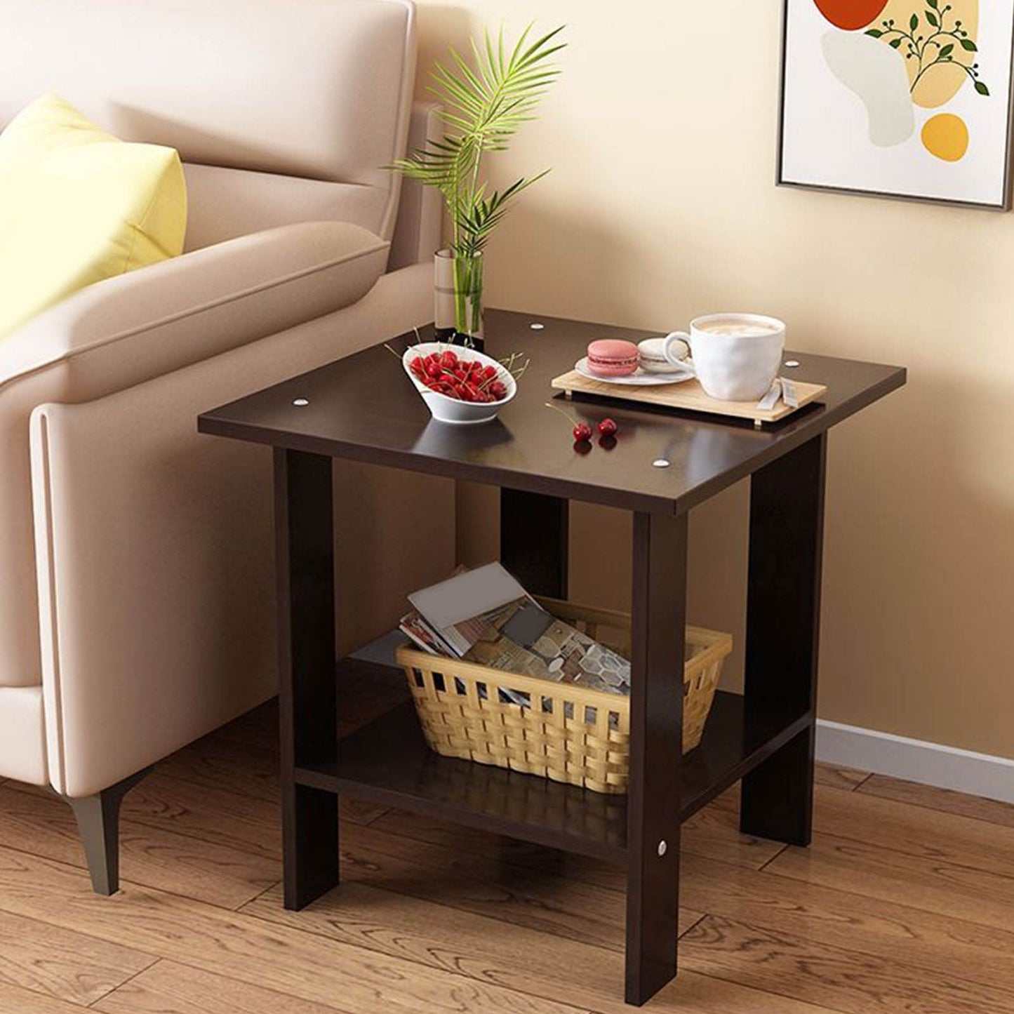 Compact Multi-Functional Side Table – Portable Black Accent for Sofa & Bedside