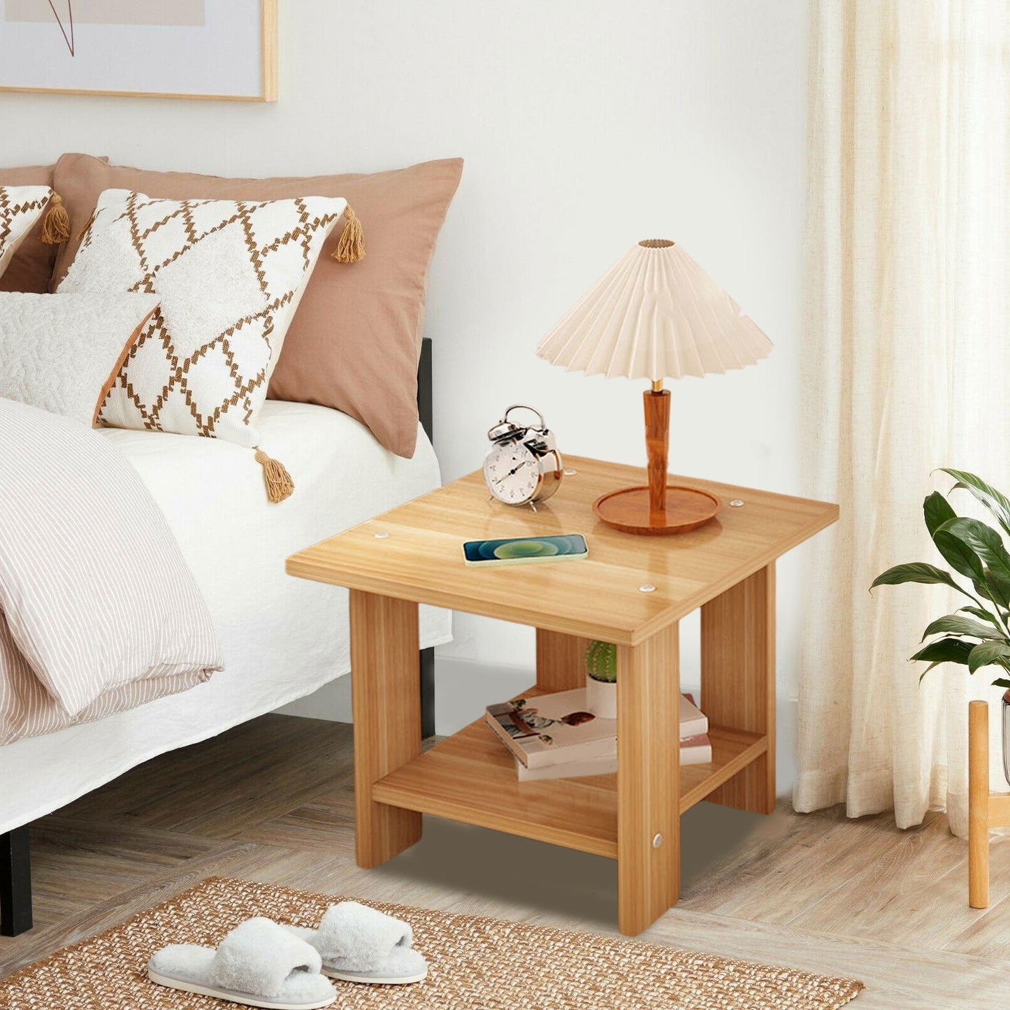 Compact Multi-Functional Side Table – Portable Brown Accent for Sofa & Bedside