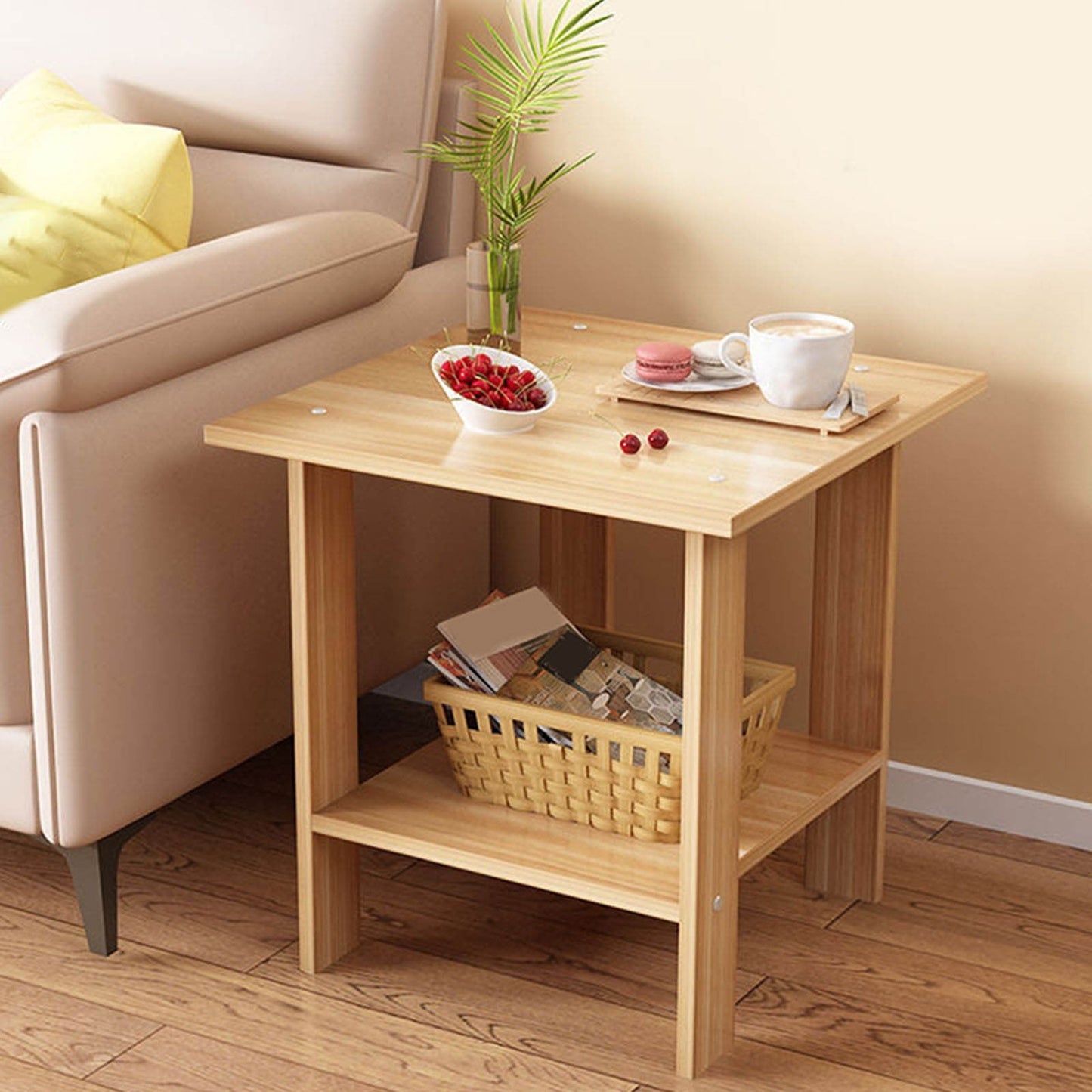 Compact Multi-Functional Side Table – Portable Brown Accent for Sofa & Bedside