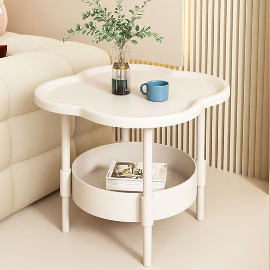 2 Tier End Table, Side Table with Removable Tray, End Table Round Side Table, Waterproof Small Sofa Coffee Side Tables Bedroom Indoor Outdoor