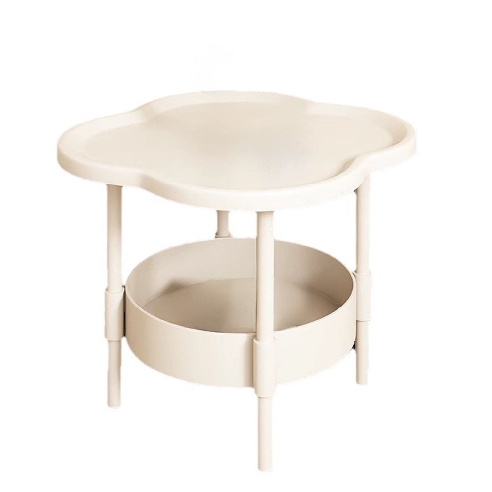 2 Tier End Table, Side Table with Removable Tray, End Table Round Side Table, Waterproof Small Sofa Coffee Side Tables Bedroom Indoor Outdoor
