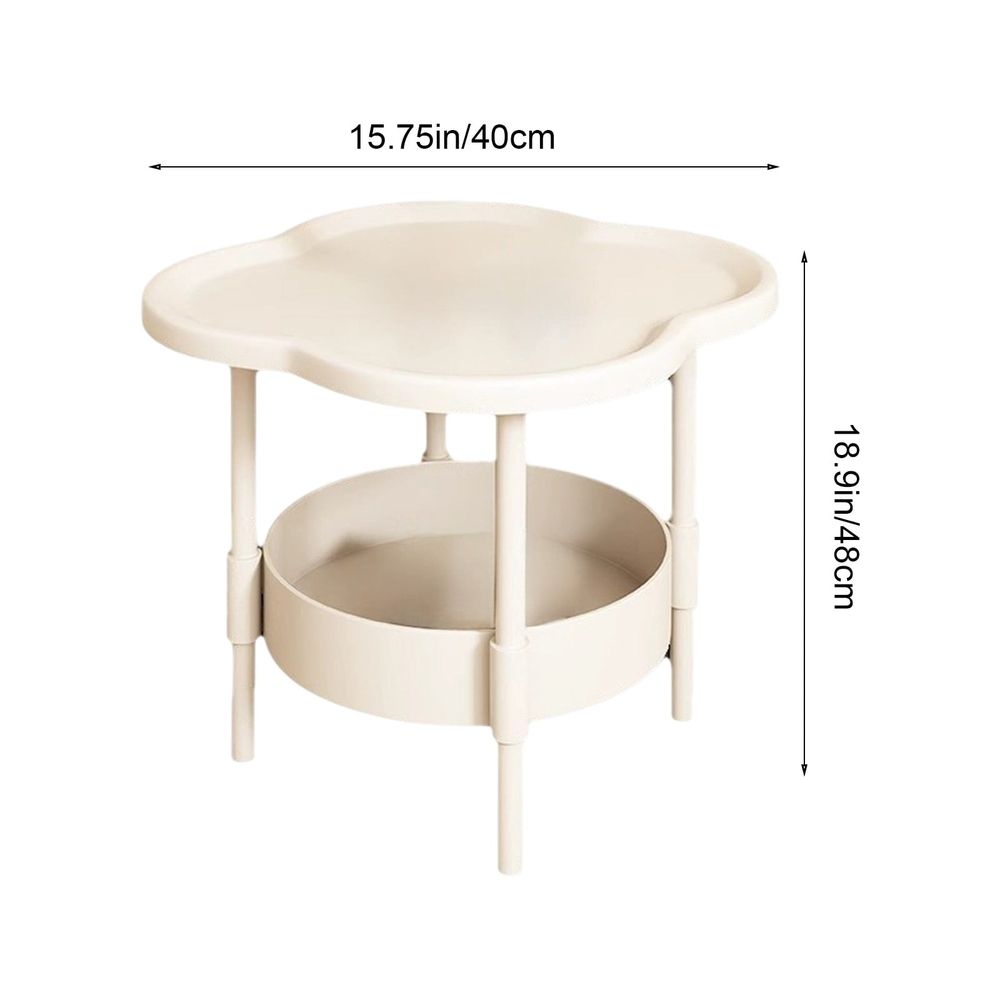 2 Tier End Table, Side Table with Removable Tray, End Table Round Side Table, Waterproof Small Sofa Coffee Side Tables Bedroom Indoor Outdoor