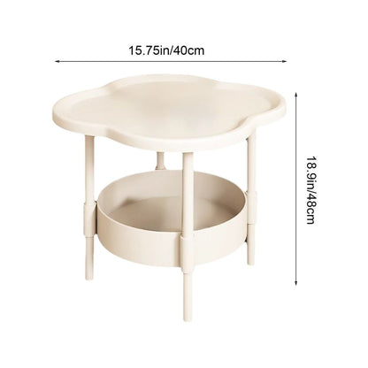 2 Tier End Table, Side Table with Removable Tray, End Table Round Side Table, Waterproof Small Sofa Coffee Side Tables Bedroom Indoor Outdoor