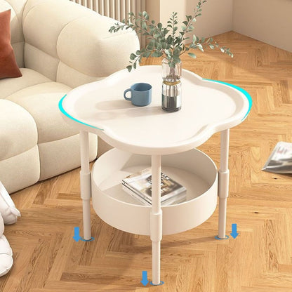 2 Tier End Table, Side Table with Removable Tray, End Table Round Side Table, Waterproof Small Sofa Coffee Side Tables Bedroom Indoor Outdoor