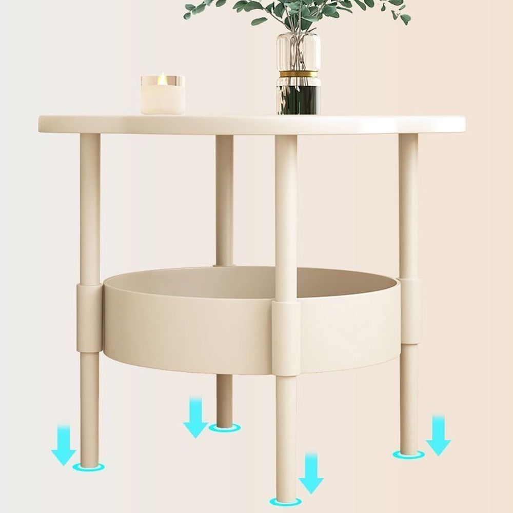 2 Tier End Table, Side Table with Removable Tray, End Table Round Side Table, Waterproof Small Sofa Coffee Side Tables Bedroom Indoor Outdoor