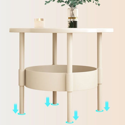 2 Tier End Table, Side Table with Removable Tray, End Table Round Side Table, Waterproof Small Sofa Coffee Side Tables Bedroom Indoor Outdoor