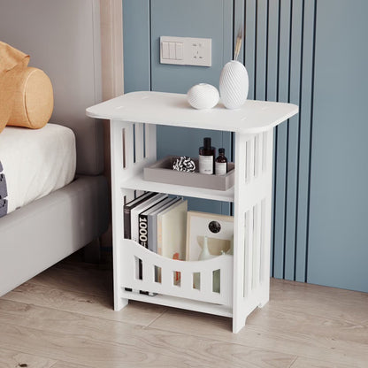 Small Home Furniture Desk Side Table Slim Table Bedroom Side Table Night Stands for Bedrooms Accent Table Kids Bedside Table Decor Corner PVC Wood Plastic Board White Chaise Longue