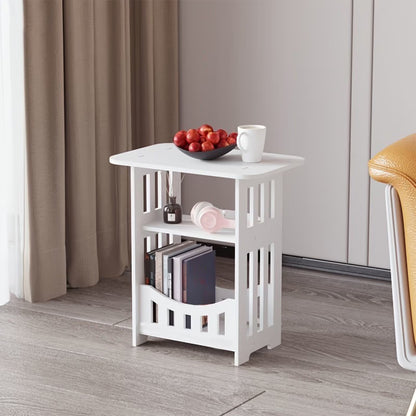 Small Home Furniture Desk Side Table Slim Table Bedroom Side Table Night Stands for Bedrooms Accent Table Kids Bedside Table Decor Corner PVC Wood Plastic Board White Chaise Longue