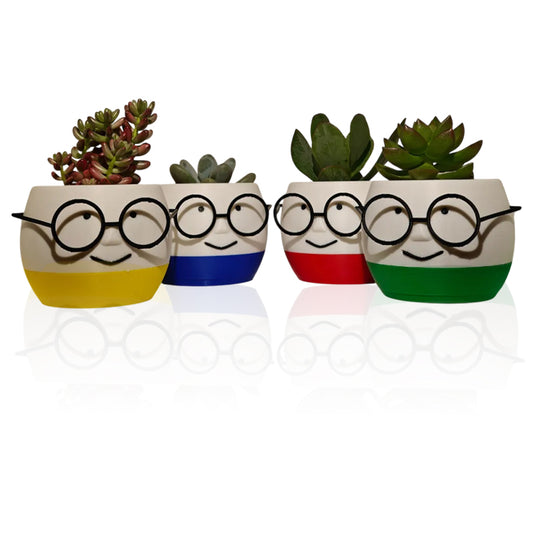 3D Printed Glass Flower Pot – White and Blue, Single Piece