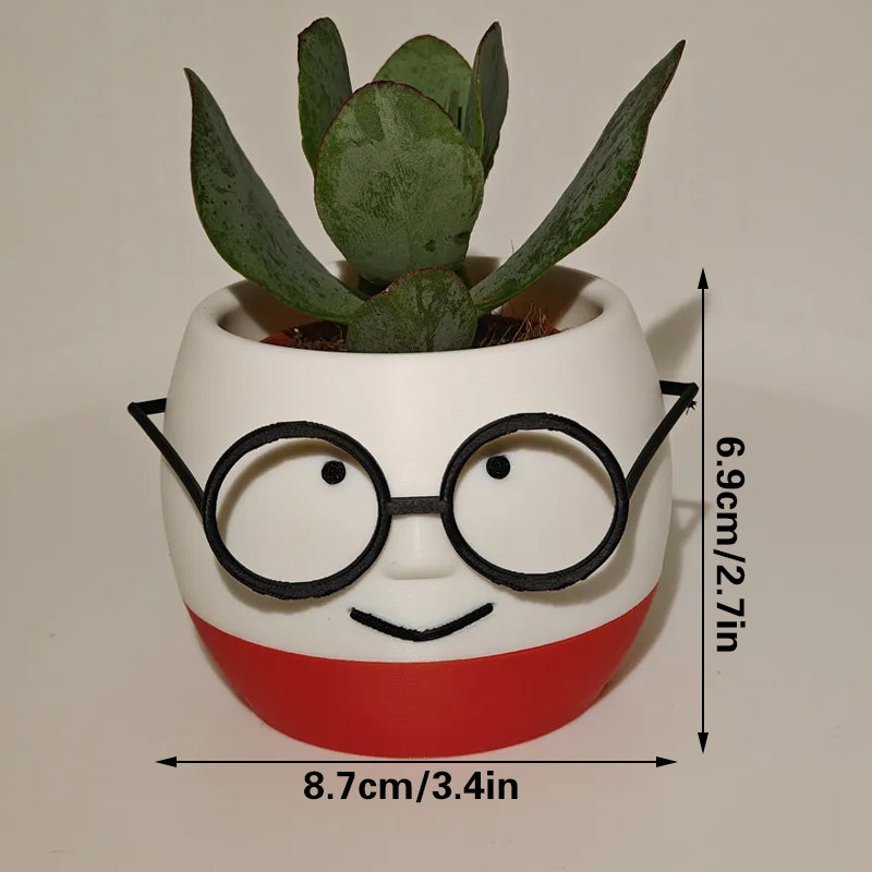 3D Printed Glass Flower Pot – White and Blue, Single Piece
