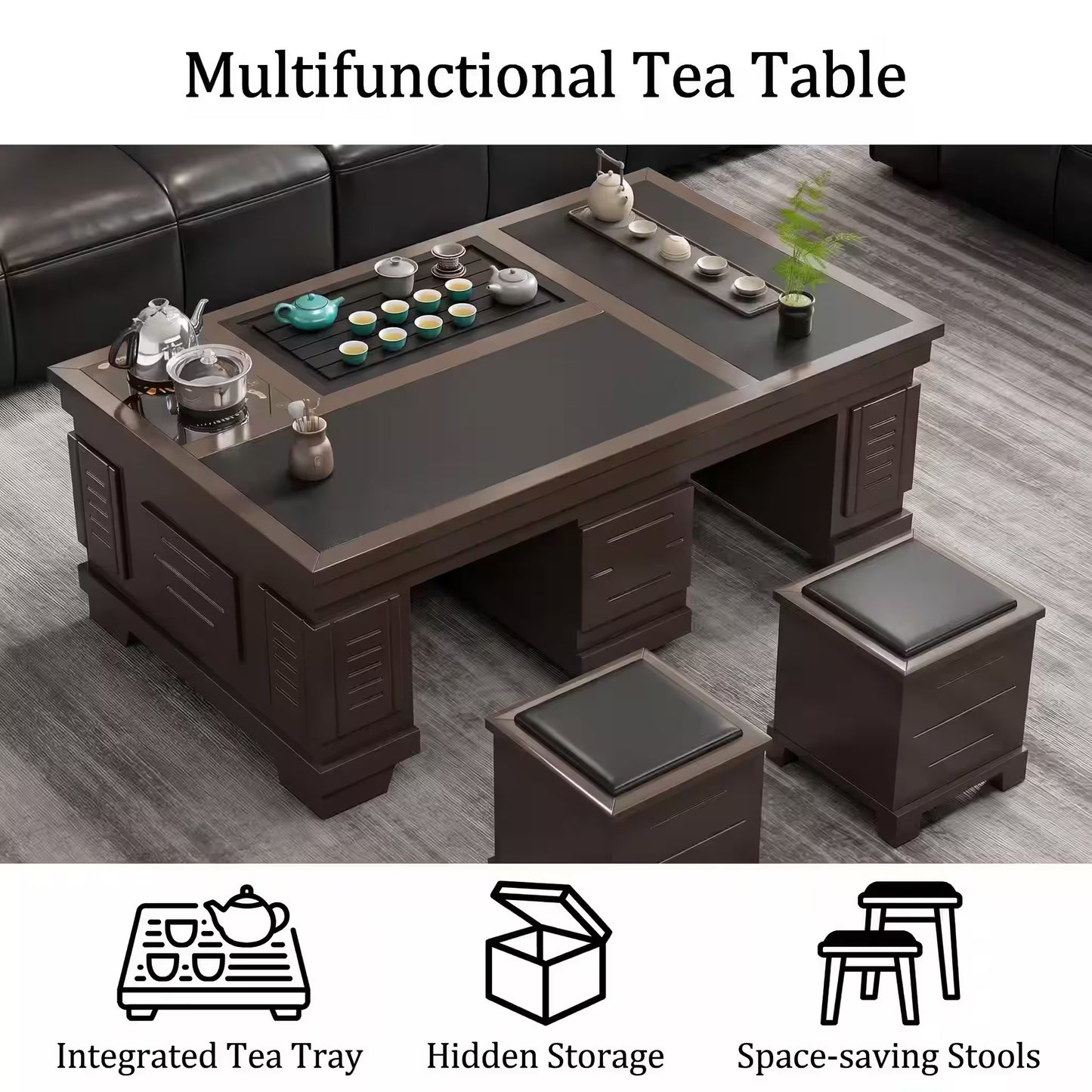 1.3m New Chinese Style Walnut Kung Fu Tea Table