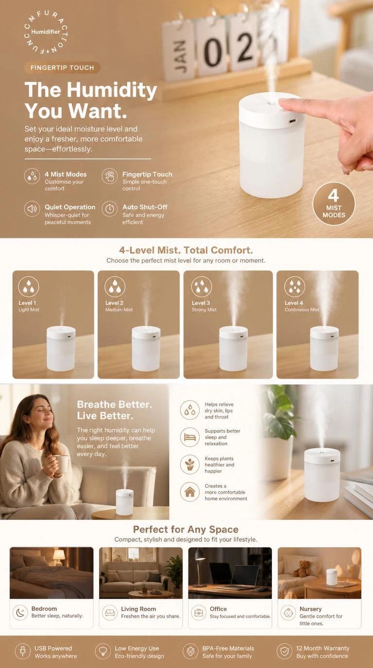 3 Pack USB Humidifier White, Home Gift Pack