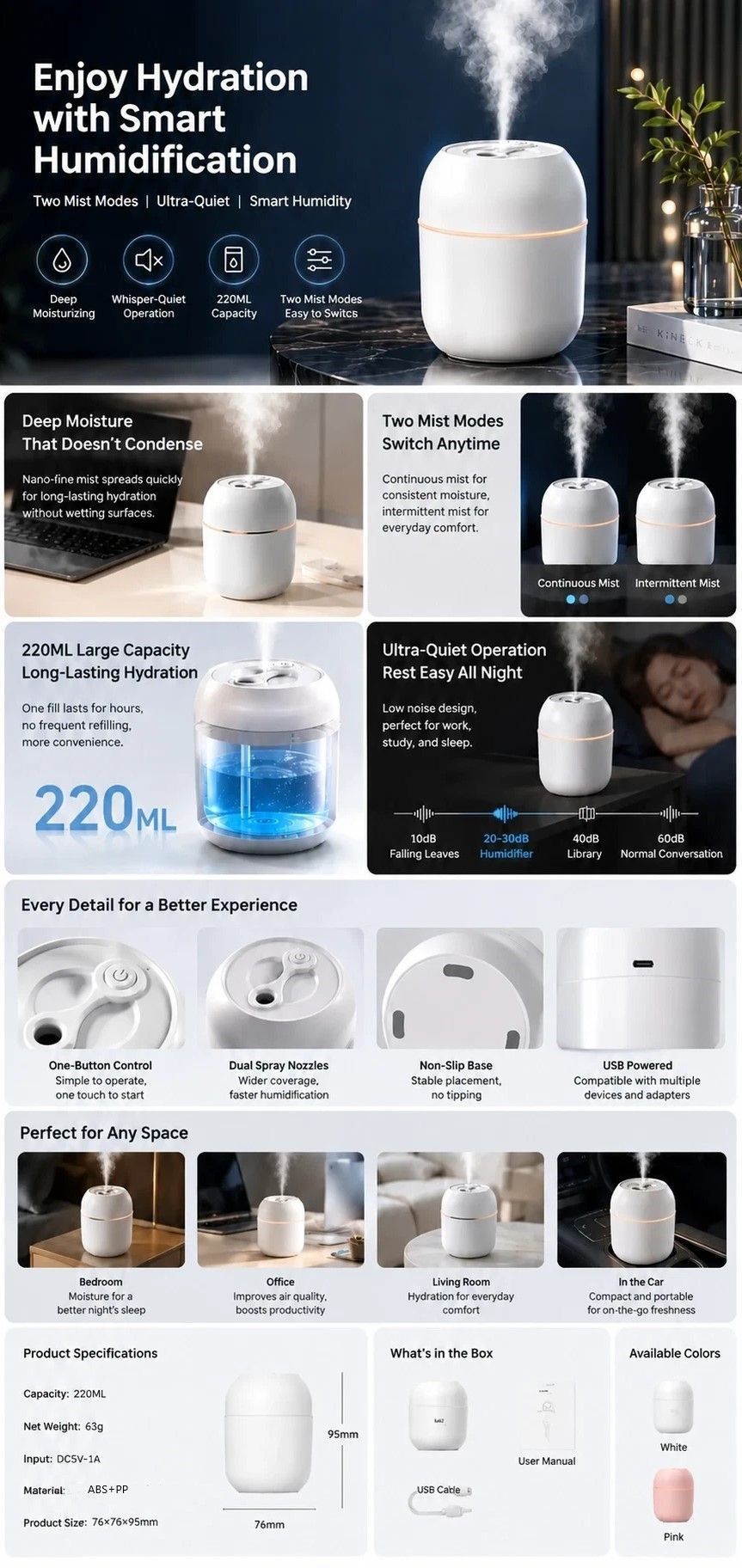 2 Pack Nordic Pink & Glacier White Humidifier Mix Pair