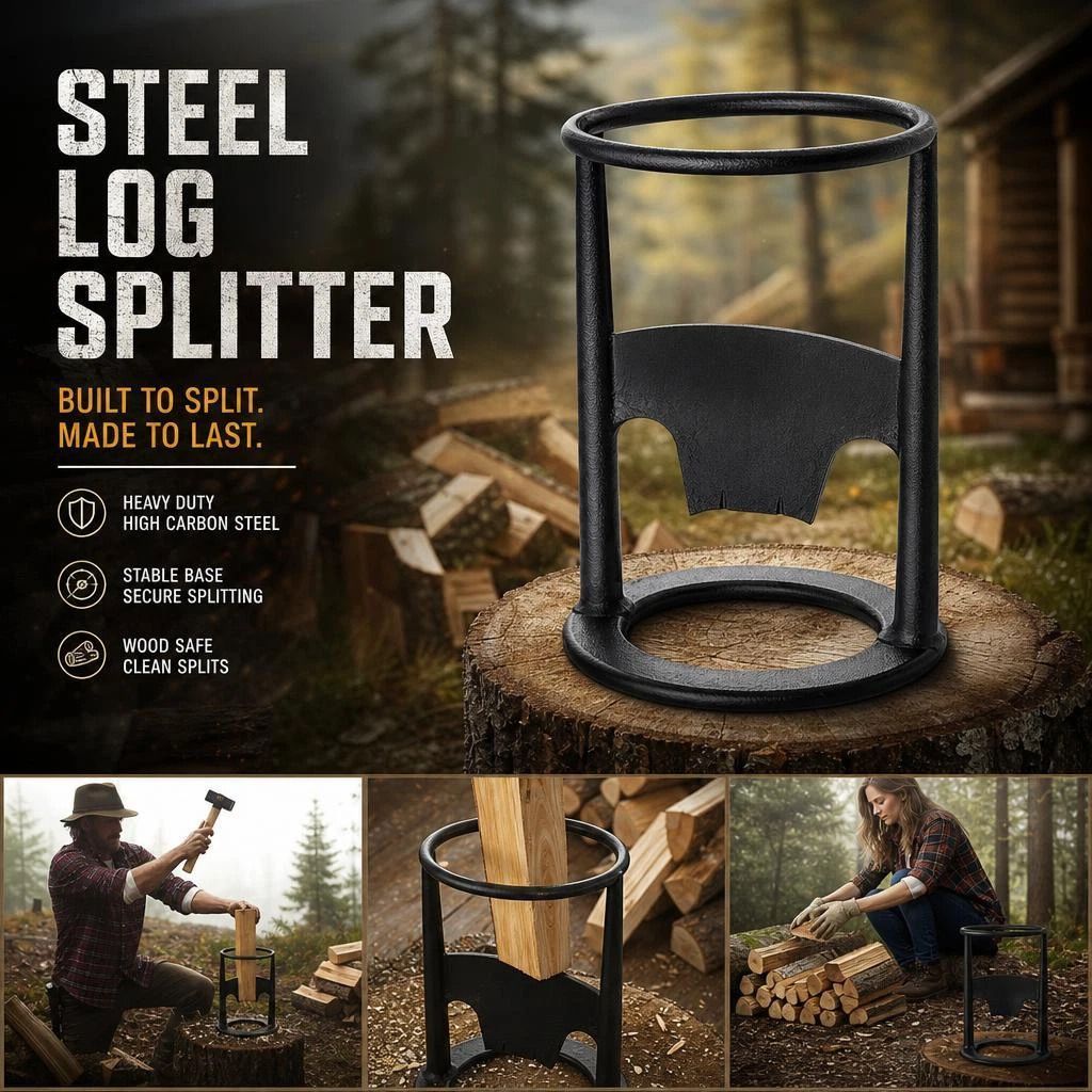 Manual Firewood Separator Five-Star Base 27cm, Wide Base For Safe Wood Splitting