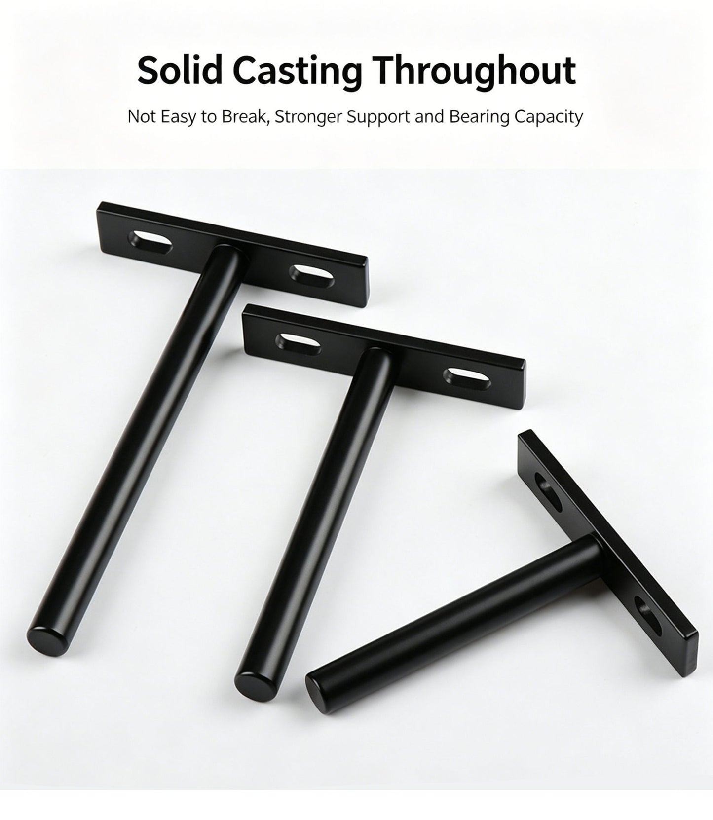3" White Hidden T Shelf Bracket 4Pcs w/ 5x60&5x80 Screws