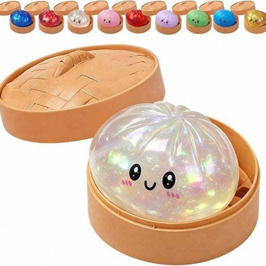 Simulated Smiley Steamed Bun Squishy Toy, Cute Stress Relief Plaything, Soft Slow-Rebound Texture, Adorable Desktop Decor（White pinching）