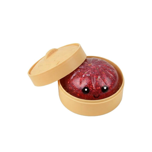 Simulated Smiley Steamed Bun Squishy Toy, Cute Stress Relief Plaything, Soft Slow-Rebound Texture, Adorable Desktop Decor（Red pinch）