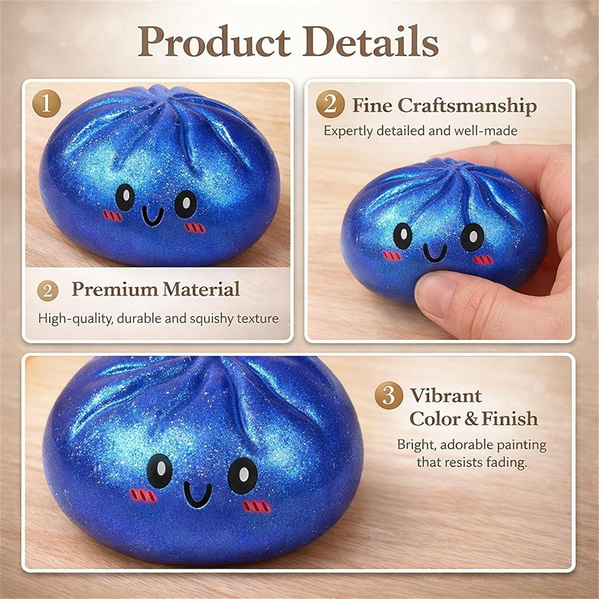 Simulated Smiley Steamed Bun Squishy Toy, Cute Stress Relief Plaything, Soft Slow-Rebound Texture, Adorable Desktop Decor（Red pinch）