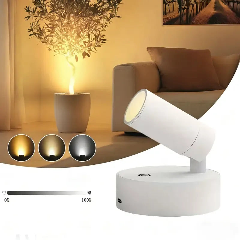 Drill Free Magnetic Charging Spotlight, 2000mAh Long Battery Life Touch Dimming, 350 Degree Rotation Multi Scene, Easily Create Home Ambiance/black