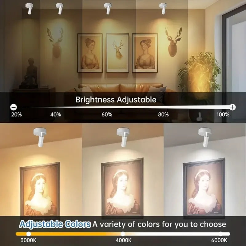Drill Free Magnetic Charging Spotlight, 2000mAh Long Battery Life Touch Dimming, 350 Degree Rotation Multi Scene, Easily Create Home Ambiance/white