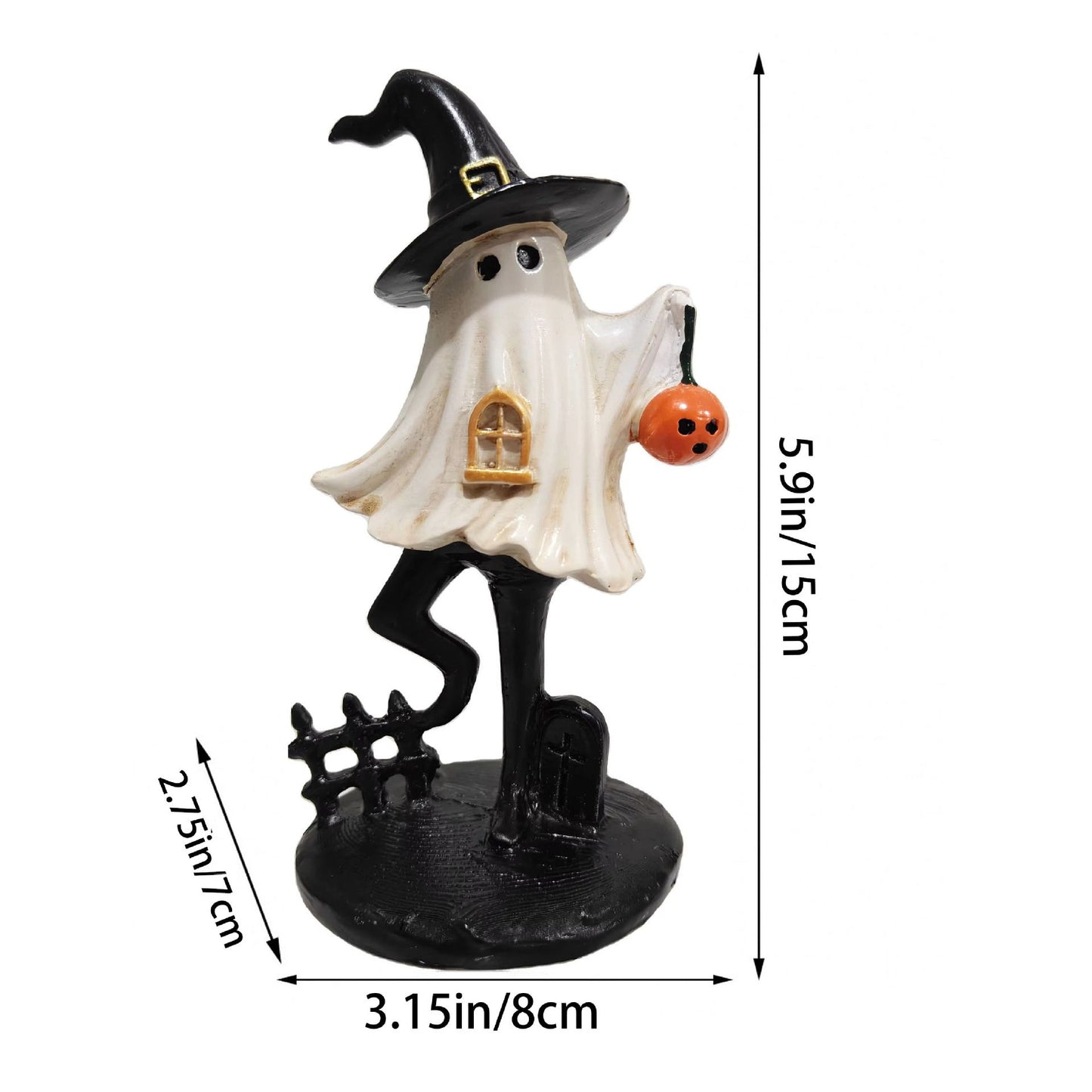Halloween Ghost Witch Resin Figurine, Fun Spooky Tabletop Decoration