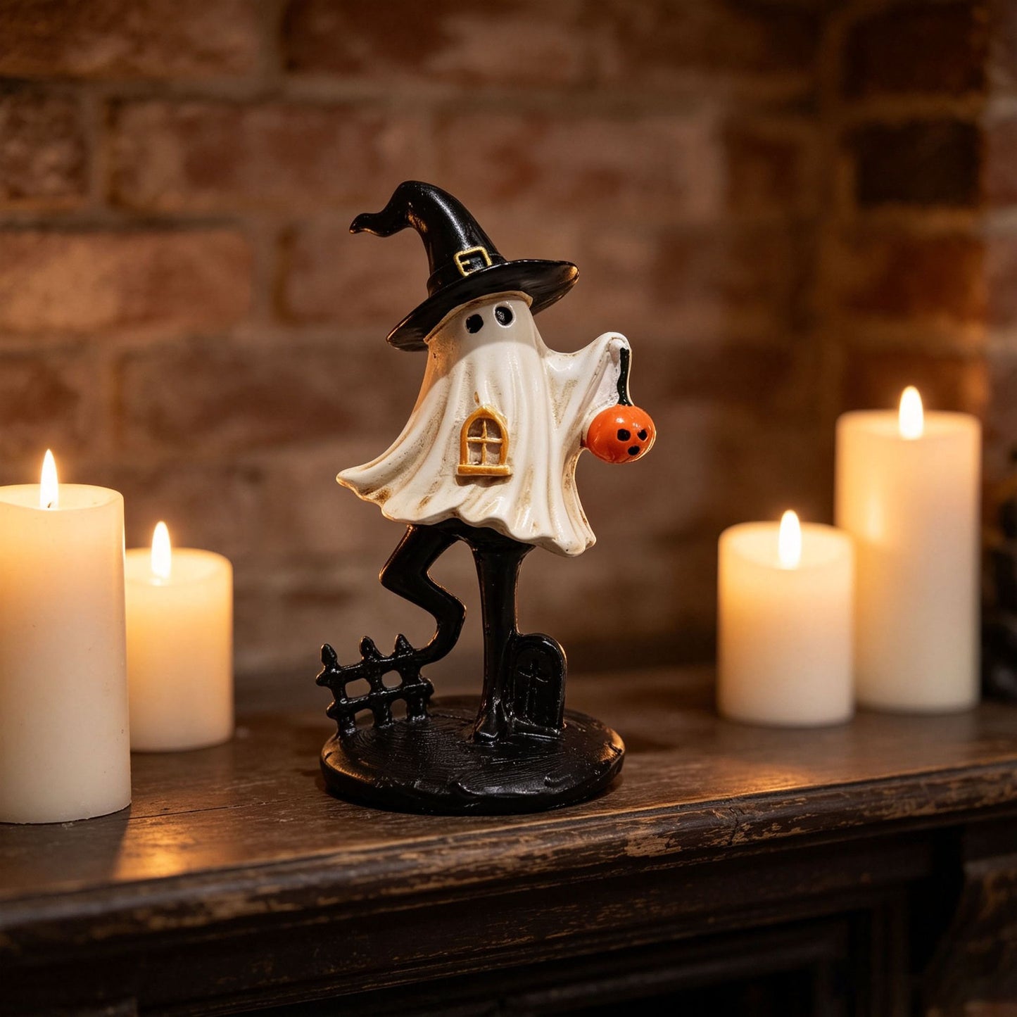 Halloween Ghost Witch Resin Figurine, Fun Spooky Tabletop Decoration