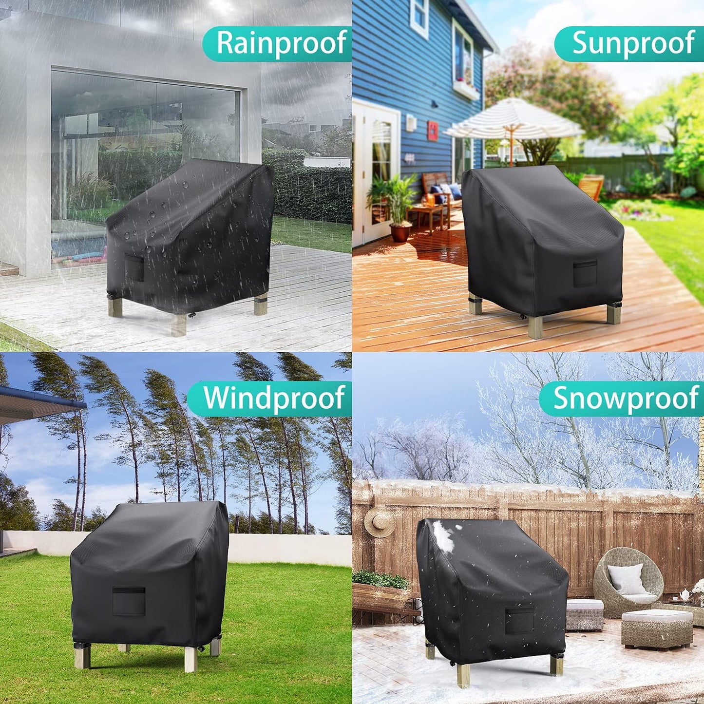 Garden Furniture Covers – Waterproof Heavy Duty Oxford Fabric, Large 2-Pack for Lounge Chairs