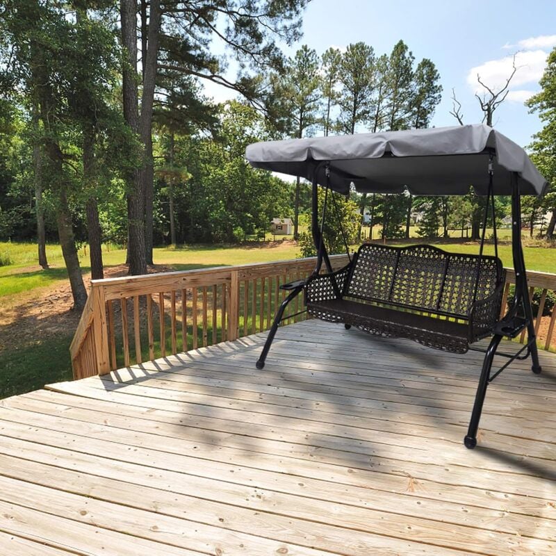 Garden Swing Replacement Cover – Waterproof, UV Protection, Gray, Large 3-Seater
