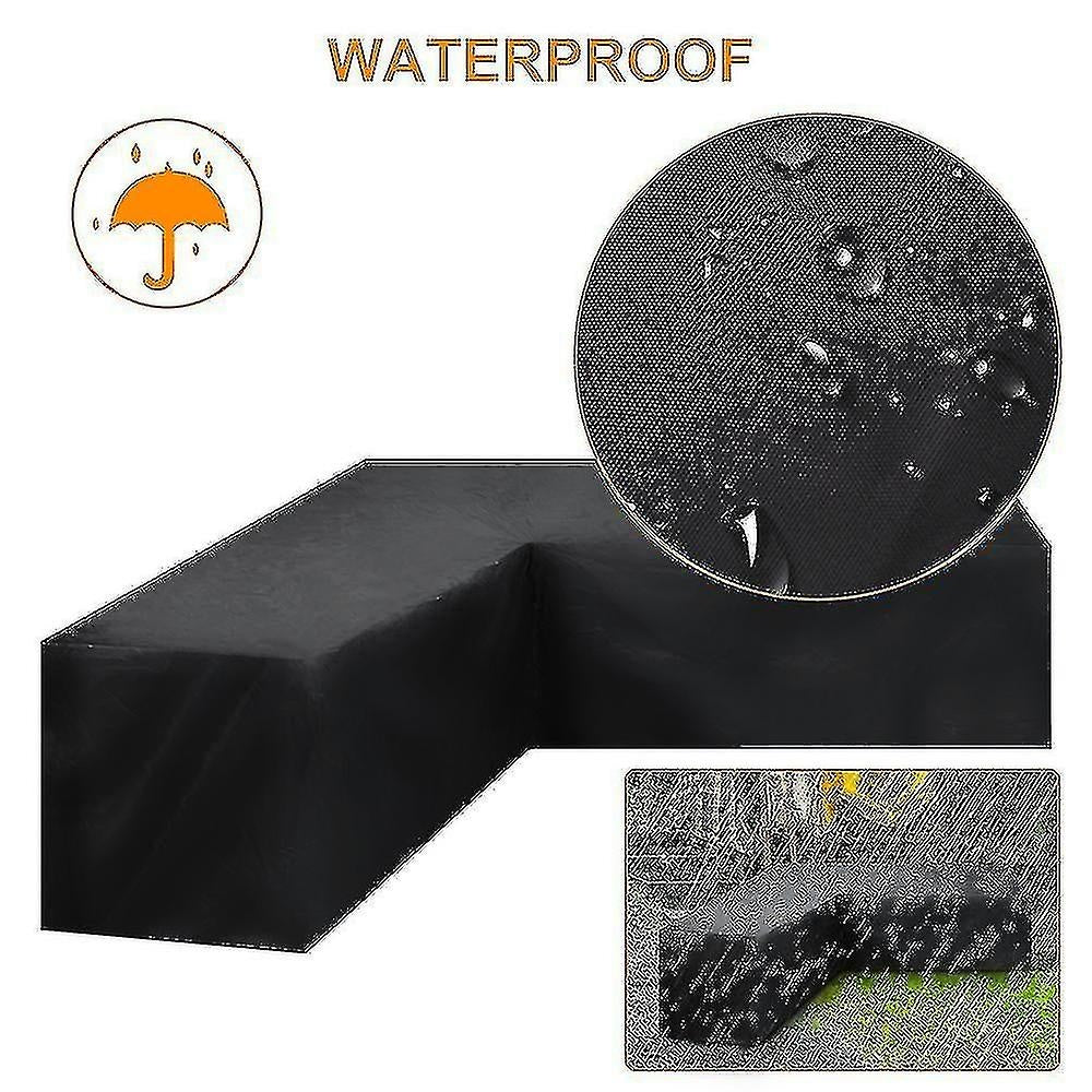 L-Shape Outdoor Rattan Sofa Cover – Waterproof, All-Weather, 270x200x82cm, Black Oxford Fabric