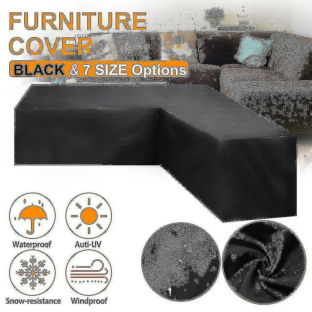 L-Shape Outdoor Rattan Sofa Cover – Waterproof, All-Weather, 270x200x82cm, Black Oxford Fabric
