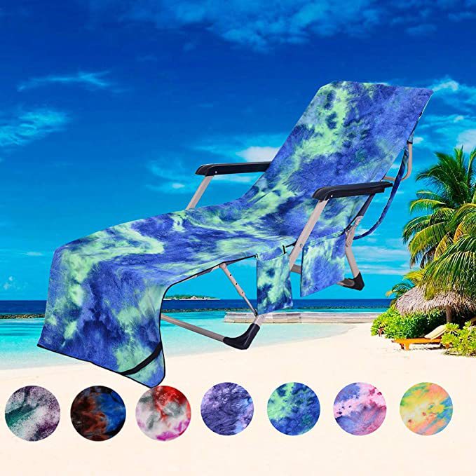 Beach Chair Cover with Side Pockets – Soft Cotton Blend, 75x210cm