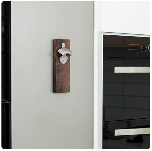 Magnetic Wall Mounted Bottle Opener with Cap Collector
