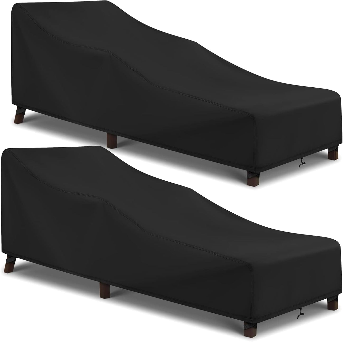 Patio Chaise Lounge Cover – Water Resistant, Black, 80" x 30" x 26" H, 2 Pack