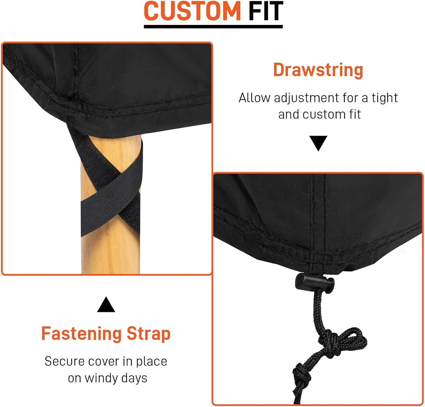 Patio Chaise Lounge Cover – Water Resistant, Black, 80" x 30" x 26" H, 2 Pack
