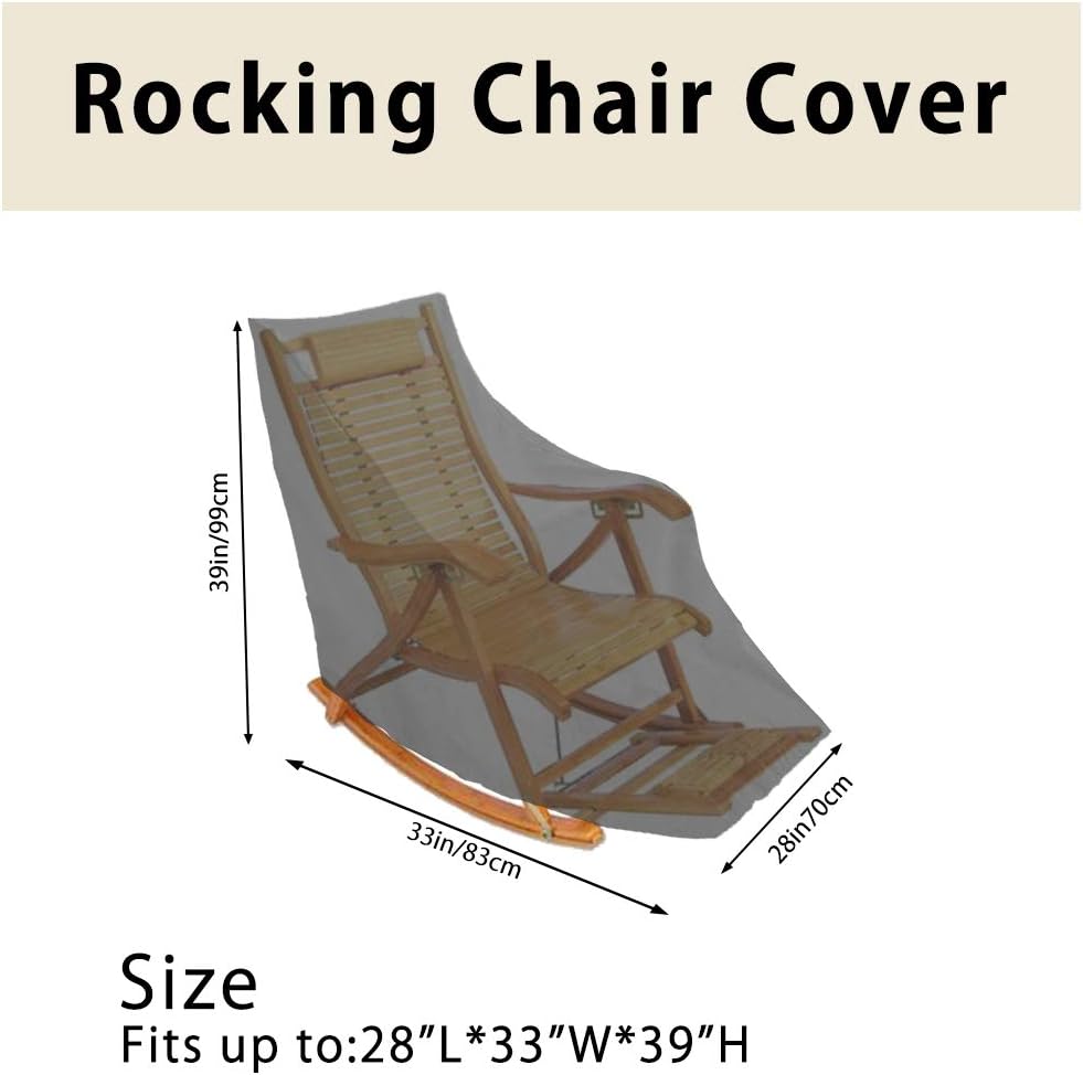 Patio Rocking Chair Cover – Waterproof Oxford Fabric, Black