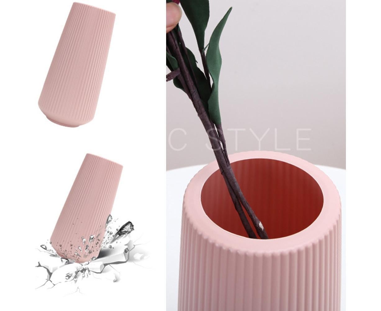 Nordic Plastic Vase – Durable Green Home Decor, 15.5x30.5cm