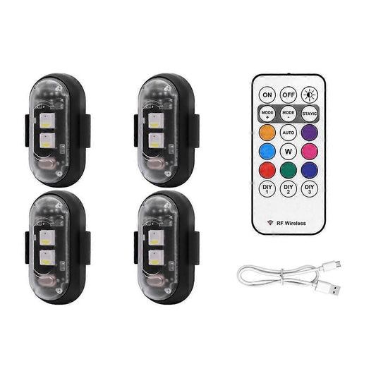 Wireless LED Strobe Lights 4PCS with Remote, 8 Colors USB Rechargeable Waterproof