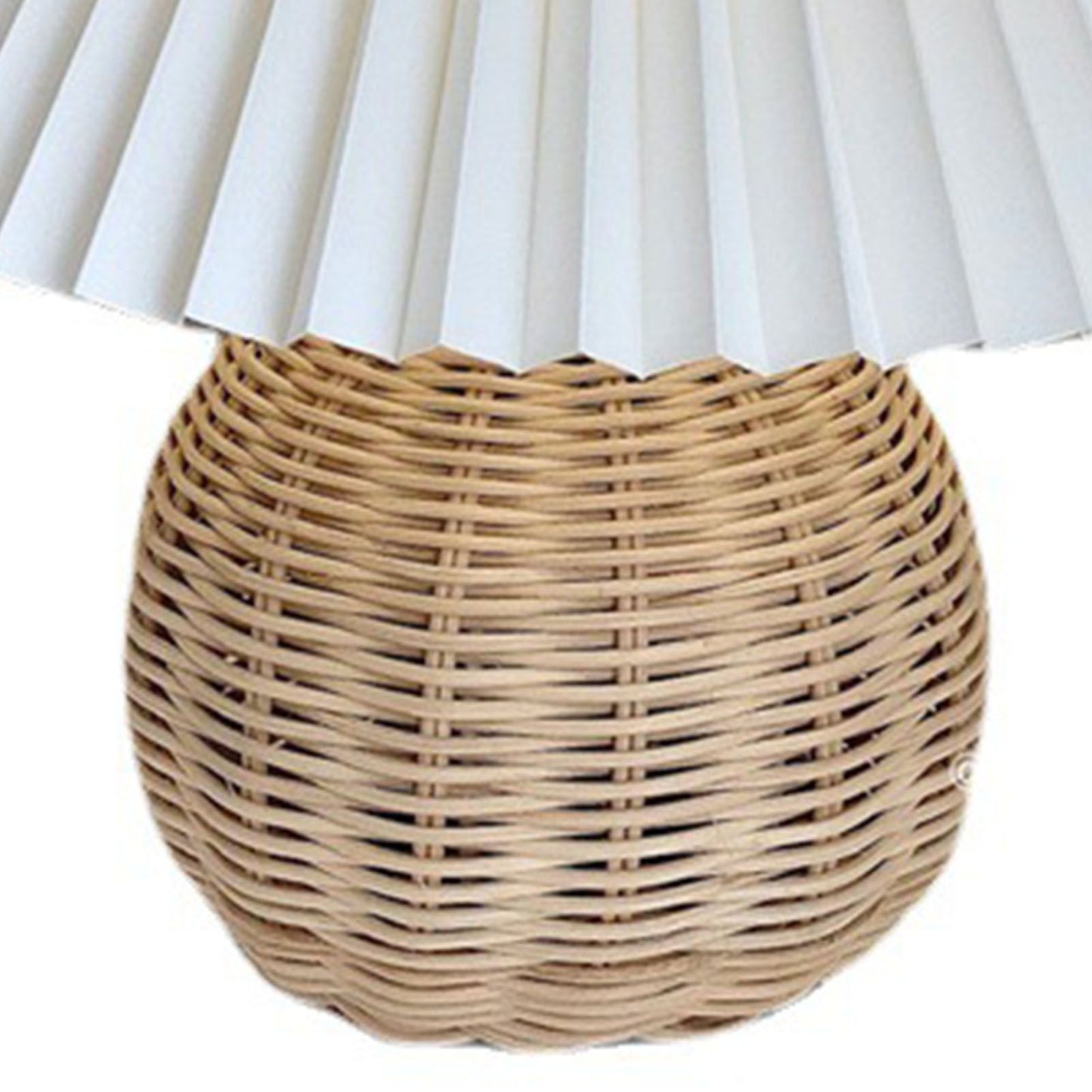 Small Table Lamp Bedside Nightstand Mini Lamp for Bedroom Living Room Side Table Rattan Pleated Aesthetic Vintage Lamp