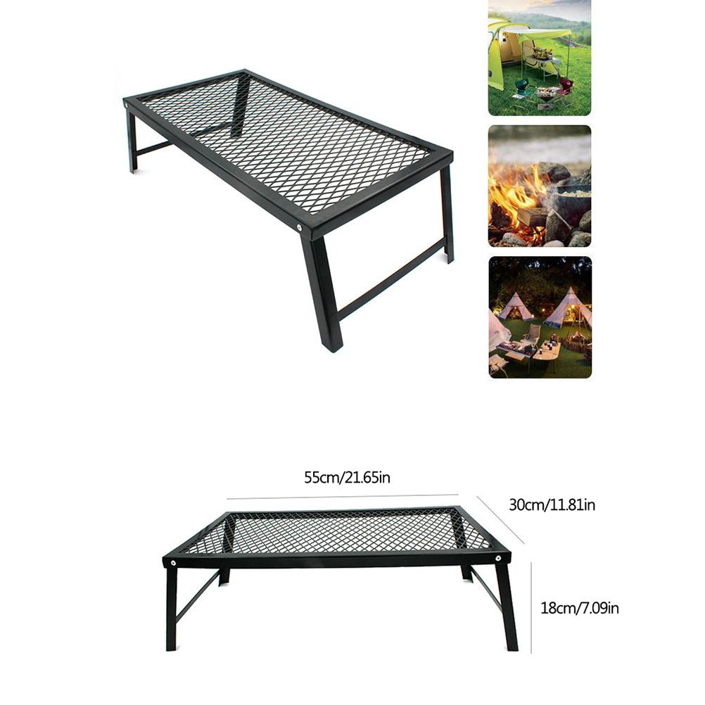 Folding Campfire Grill Heavy Duty Steel Grate Portable Over Fire Camping Grill for Outdoor Open Flame Cooking