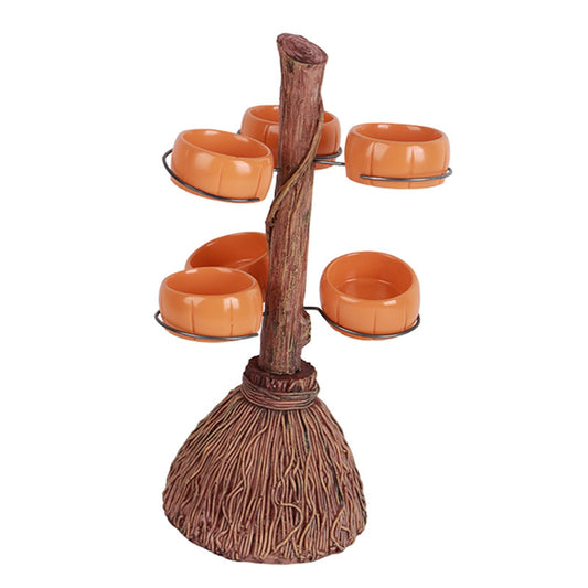 Halloween Resin Pumpkin Bowls On Broom for Serving Snacks Salad Fruit Halloween Party Supplies Decorations