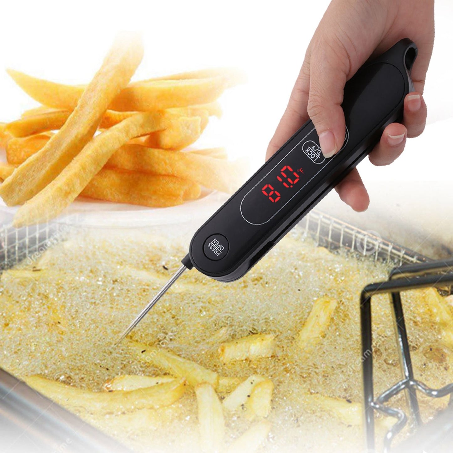LED Meat Thermometer Foldable Food Thermometer Instant Read for Kitchen Cooking Grilling BBQ