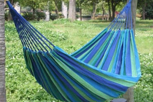 Portable Outdoor Striped Canvas Hammock Swinging Seat – Lightweight and Easy to Hang
