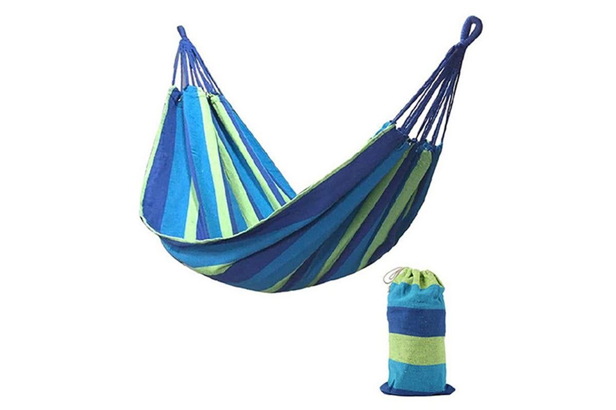 Portable Outdoor Striped Canvas Hammock Swinging Seat – Lightweight and Easy to Hang