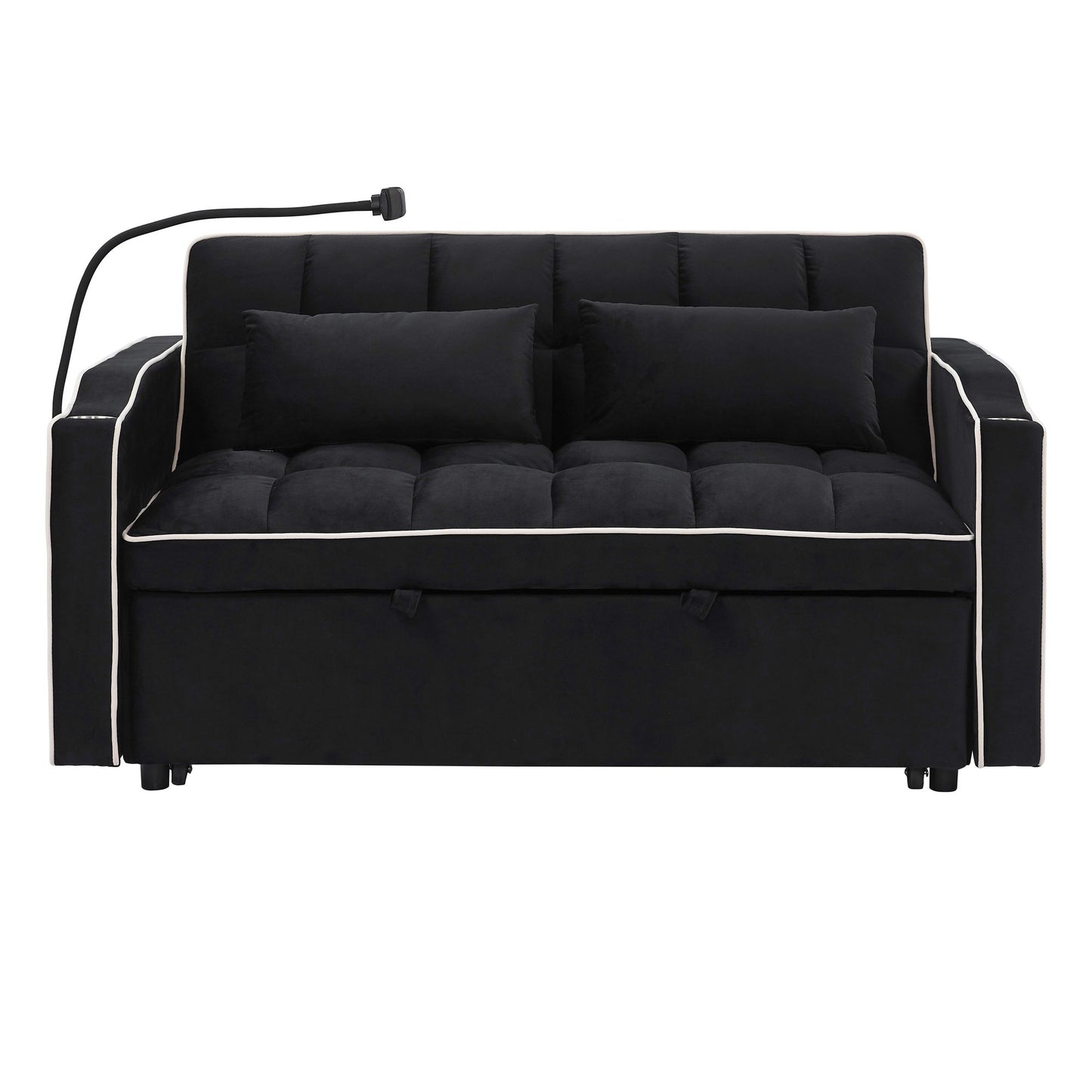 Fashionable Modern and Multi-functional Foldable Velvet Sofa Bed - Beige