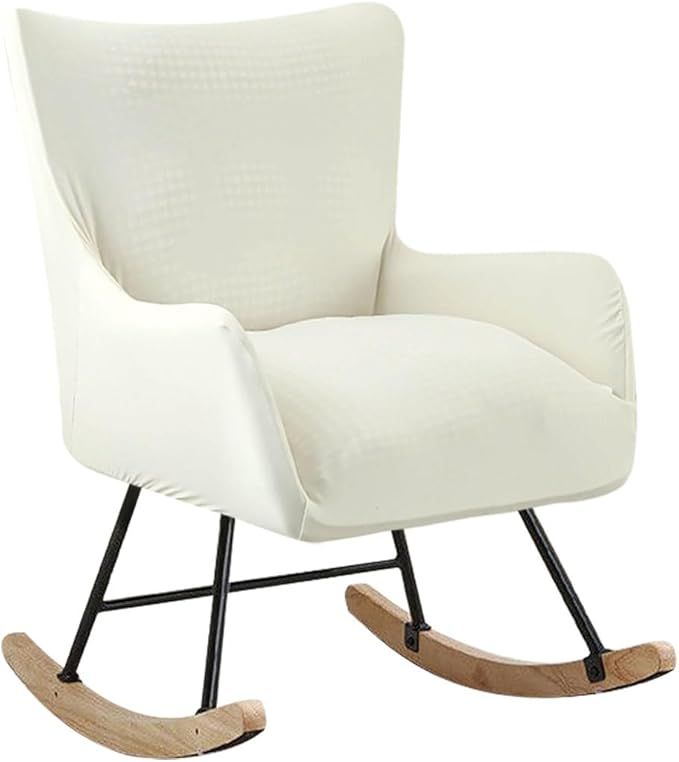 Nursery rocking chair cover, stretchable rocking chair cover, living room, bedroom, office accent armrest chair cover, beige