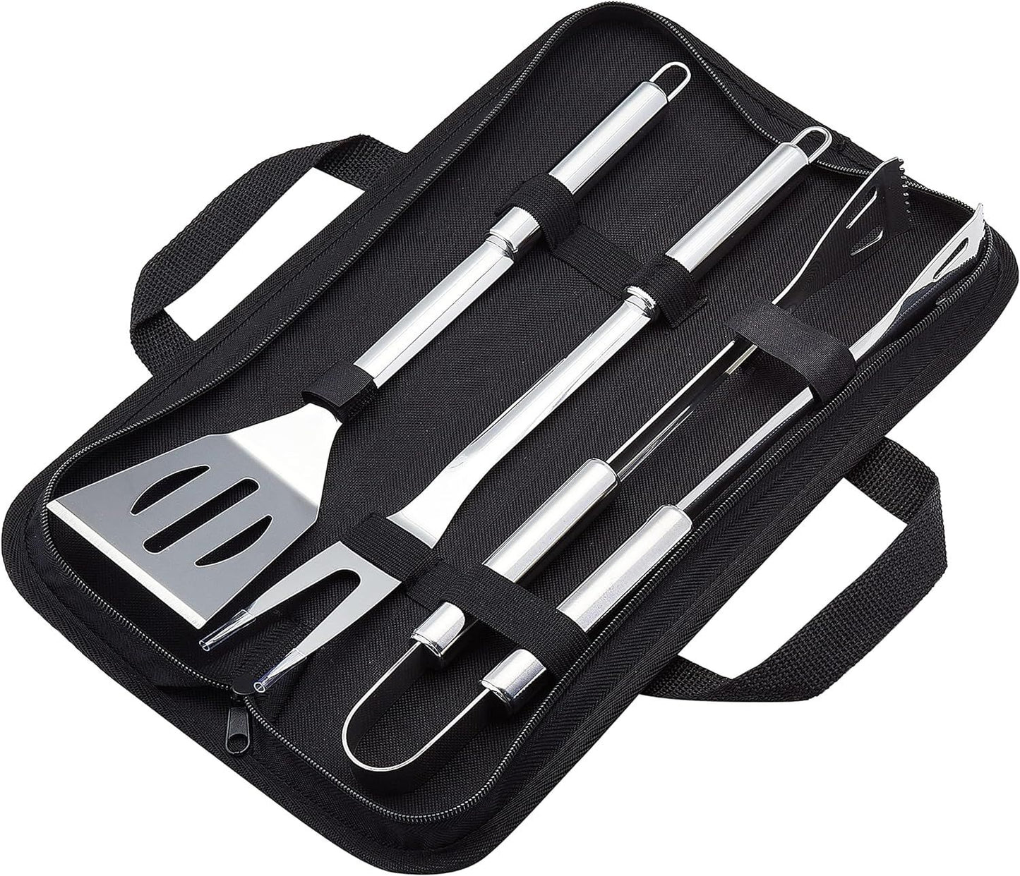 3-Piece Stainless Steel BBQ Grilling Tool Set with Carry Bag, Rust-Resistant,Household outdoor  barbecue tool combination set（3-piece bag set）