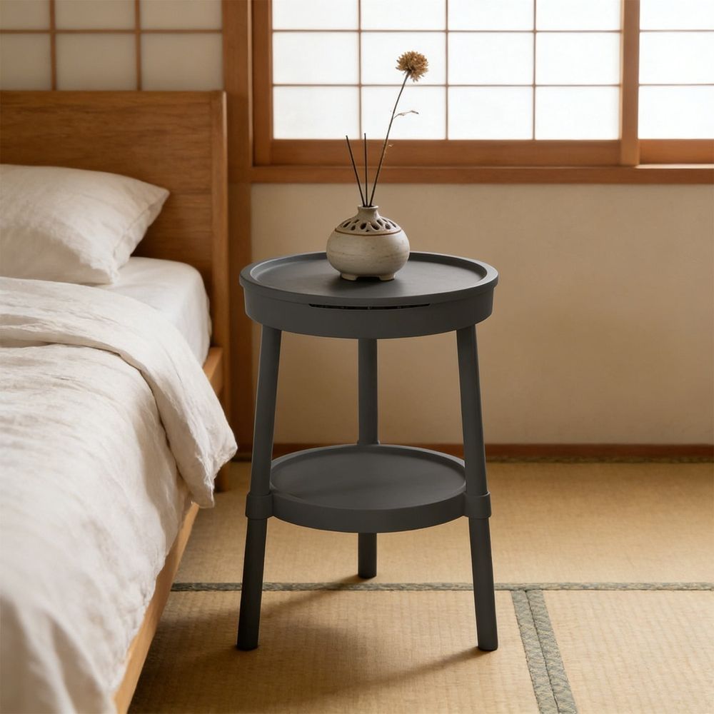 Small Side Table with Drawer and Shelf - Multifunctional Bedside Table with Storage - Nightstand Desk for Living Room Bedroom Office - Portable End Table Plastic 13.78x13.78x20.47in