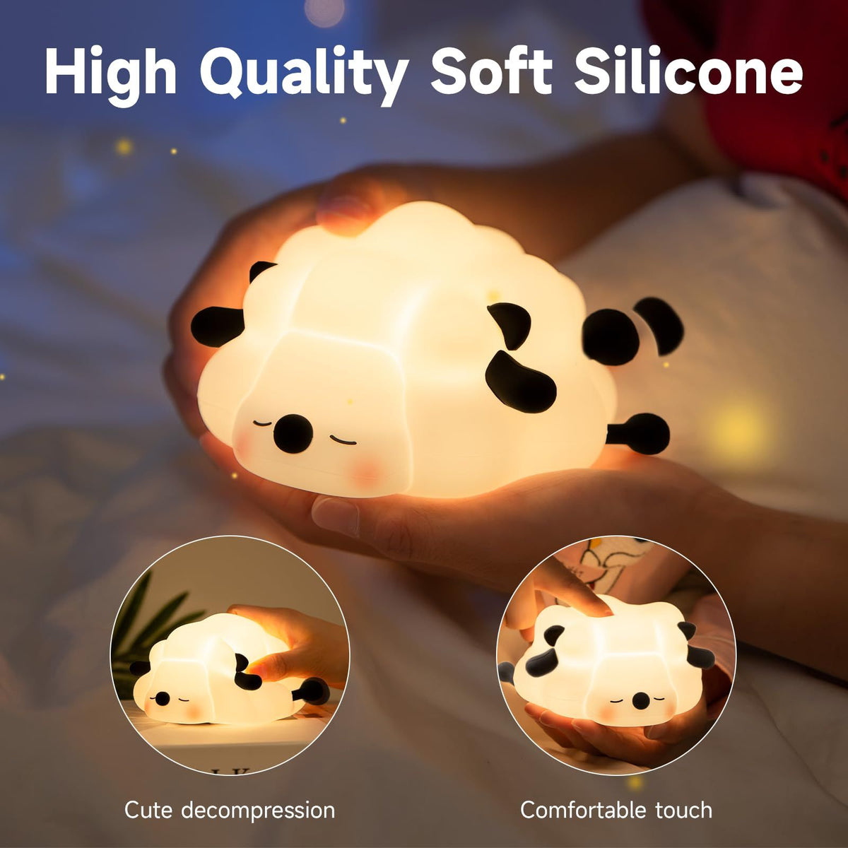Rechargeable LED Night Light for Kids, 3-Level Dimmable Nursery Nightlight,  Perfect Bedside Touch Lamp with 30 Min Timer